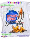 T-Shirt mit Namen und Mond Rakete zum Schulstart für Schulkind