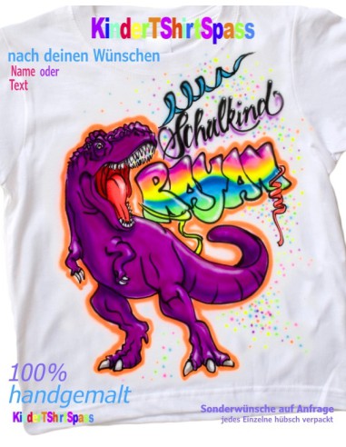 T-Rex T-Shirt zur Einschulung mit Namen