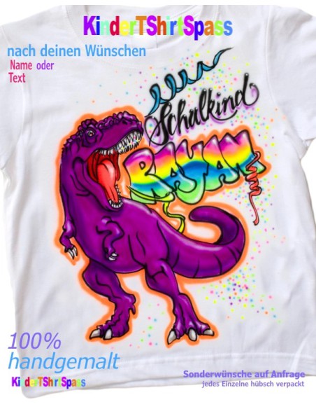 T-Rex T-Shirt zur Einschulung mit Namen