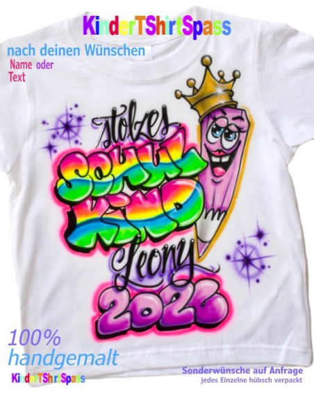 Einschulungs-Shirt Krone Schulkind mit Namen und Jahreszahl