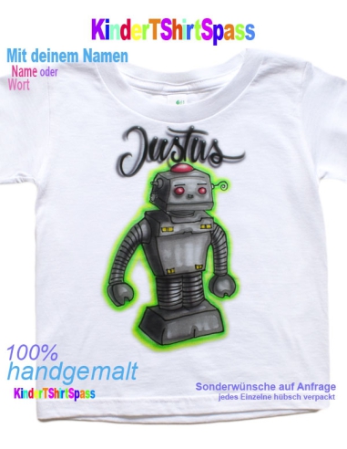 Roboter Cartoon Geburtstags T Shirt
