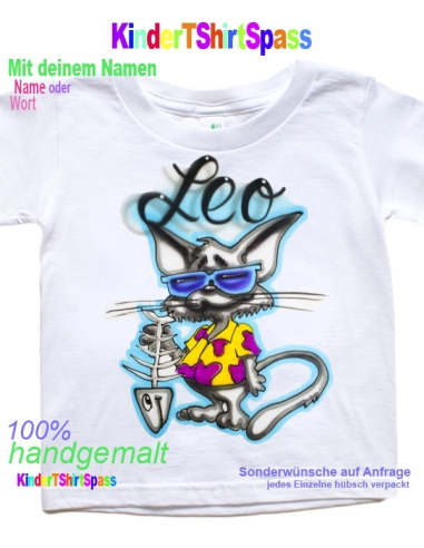 Katzen T-Shirt Kinder personalisiert