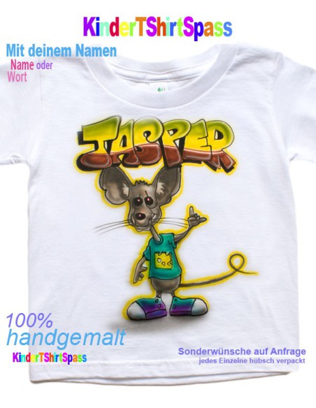 Comic Maus Cartoon T-Shirt Kinder mit Graffiti Namen