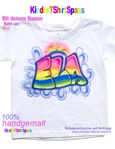 Graffiti T Shirt Kinder regenbogenfarben